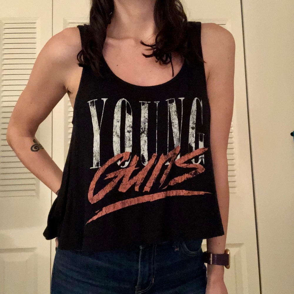 Crop black Young Guns merch tank